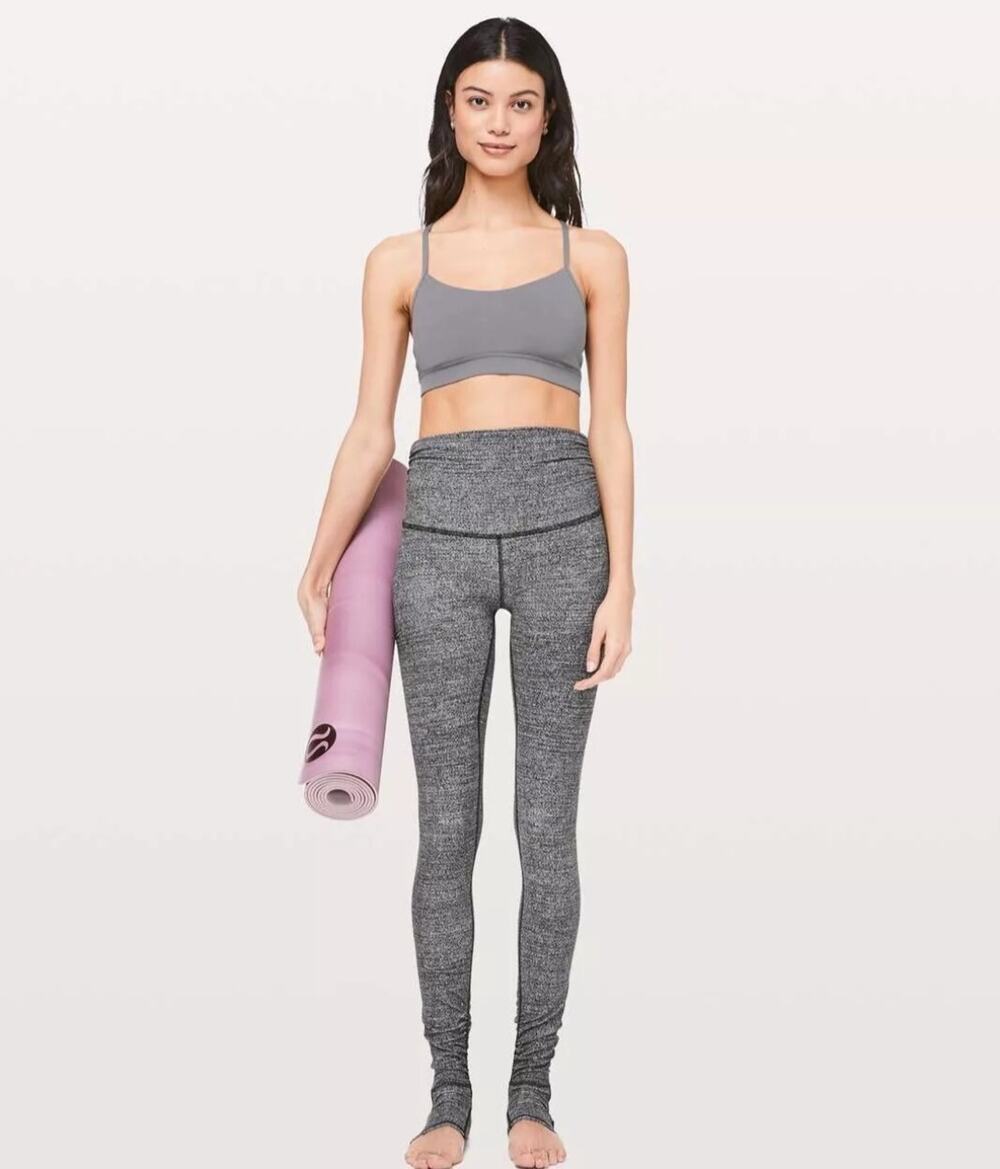 Lululemon Still Mind Tight 28" Interlink Women's Ice Grey Black Size 2